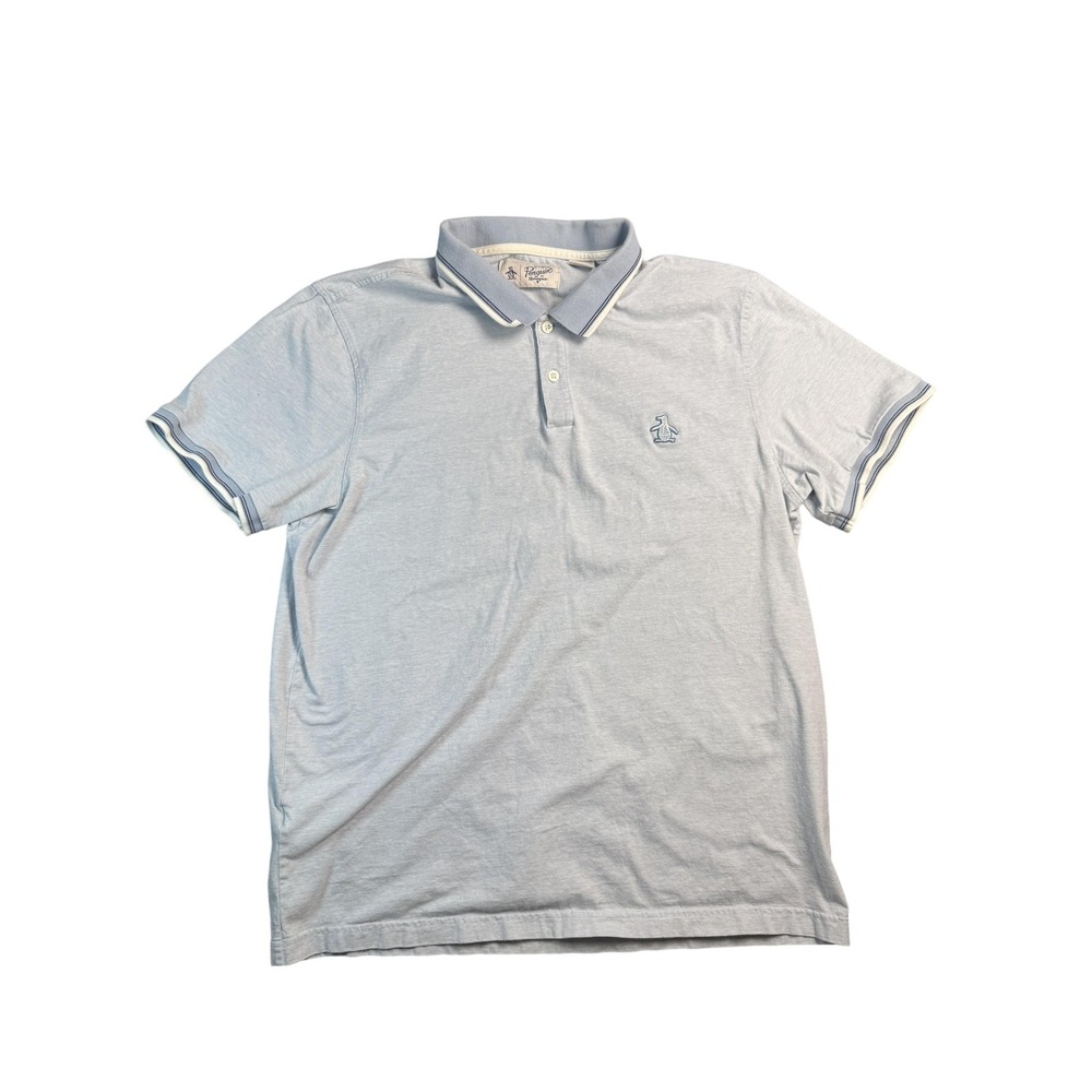 Original Penguin Polo Shirt Mens Extra Large Blue Tipped Collar Embroidered Logo